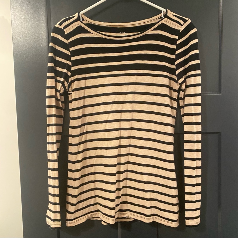 Striped Black and Cream Long Sleeve Top